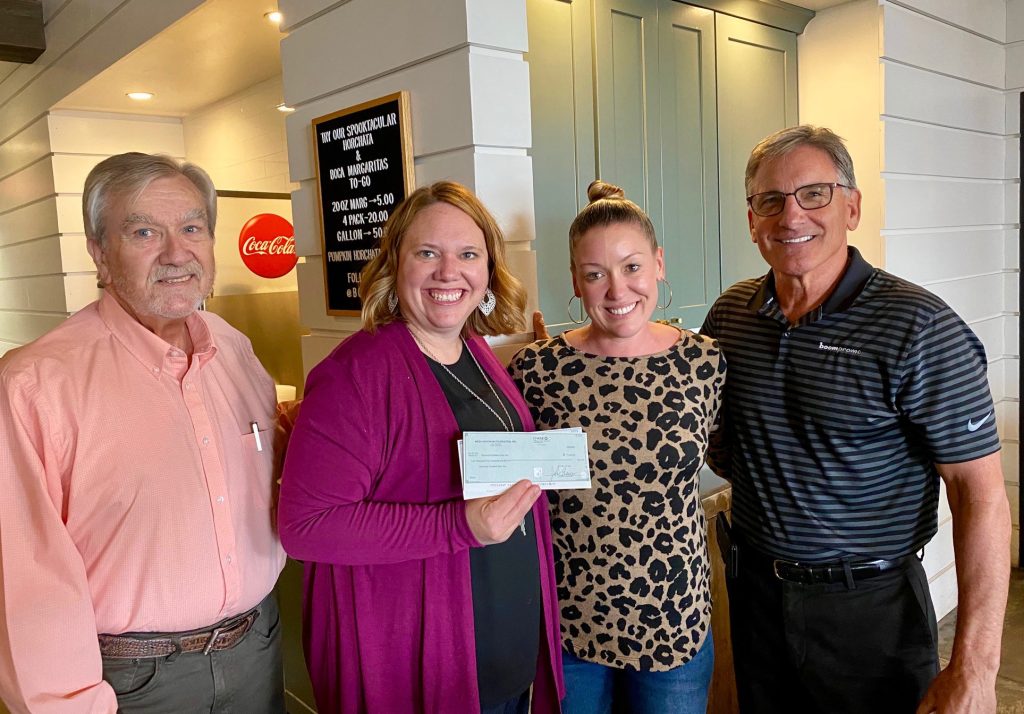 Mesa HoHoKams, George F. Bliss & Neil Barna, present a check from the HoHoKam Foundation to Sherri Friend, CEO & Shannon Heinze Board Chair for Oakwood Creative Care