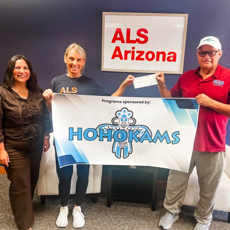 ALS Association of Arizona Mesa HoHoKam Mark Grant presented a grant to the ALS Association of Arizona. The funds support educational programs, adaptive events, and other services for individuals affected by ALS.