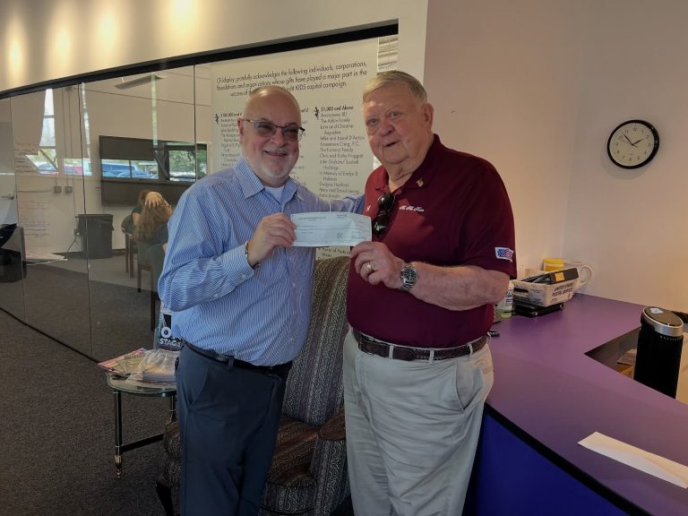 Childsplay Mesa HoHoKam Foundation President Dave Mattson presented a 50/50 Raffle Grant to Childsplay Managing Director Steve Martin. The Tempe-based theatre company provides live performances and educational experiences for young audiences.