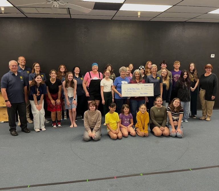 East Valley Children’s Theatre Mesa HoHoKam Anita Peters presented a grant to East Valley Children’s Theatre representatives Addie Wurster, President Lisa Olsen, and board members. The funds will support a play performance and books for children at a Title I school.