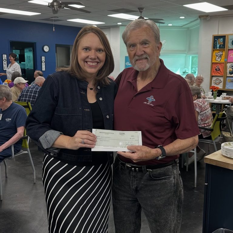 Oakwood Creative Care Mesa HoHoKam George Bliss presented a HoHoKam 50/50 Charities Grant to Sherri Friend, President & CEO of Oakwood Creative Care.