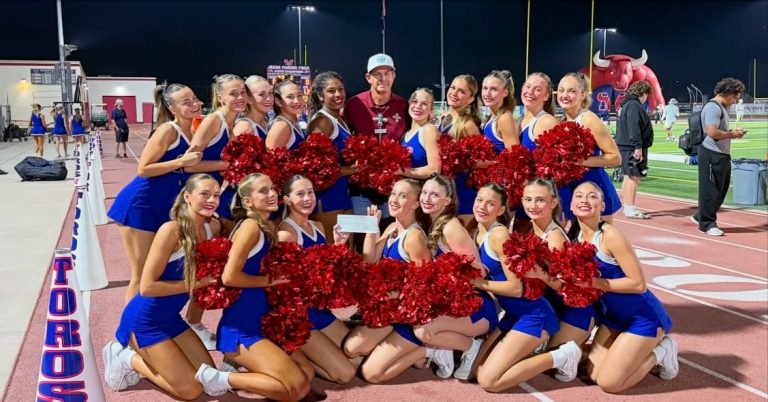 Mountain View High School Pom Mesa HoHoKam Jeremy Felstead presented a Foundation grant to the Mountain View High School Pom team. The funds will support travel to Nationals as well as practice facilities and equipment.